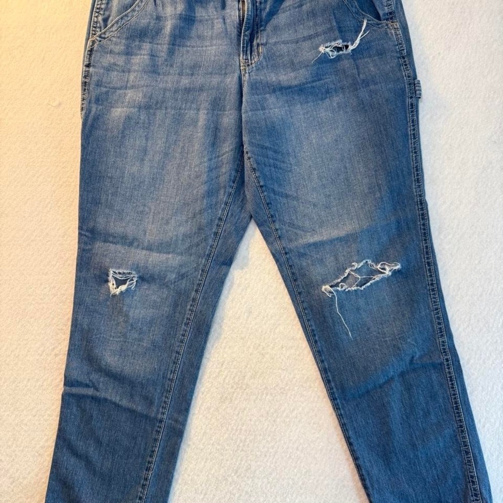 Gap blue cargo style jeans with distressed details Size 12 Y2K style